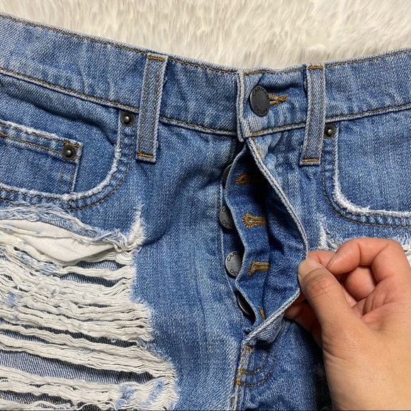 Carmar Distressed Denim Shorts Button Fly Size 25 - Picture 4 of 7